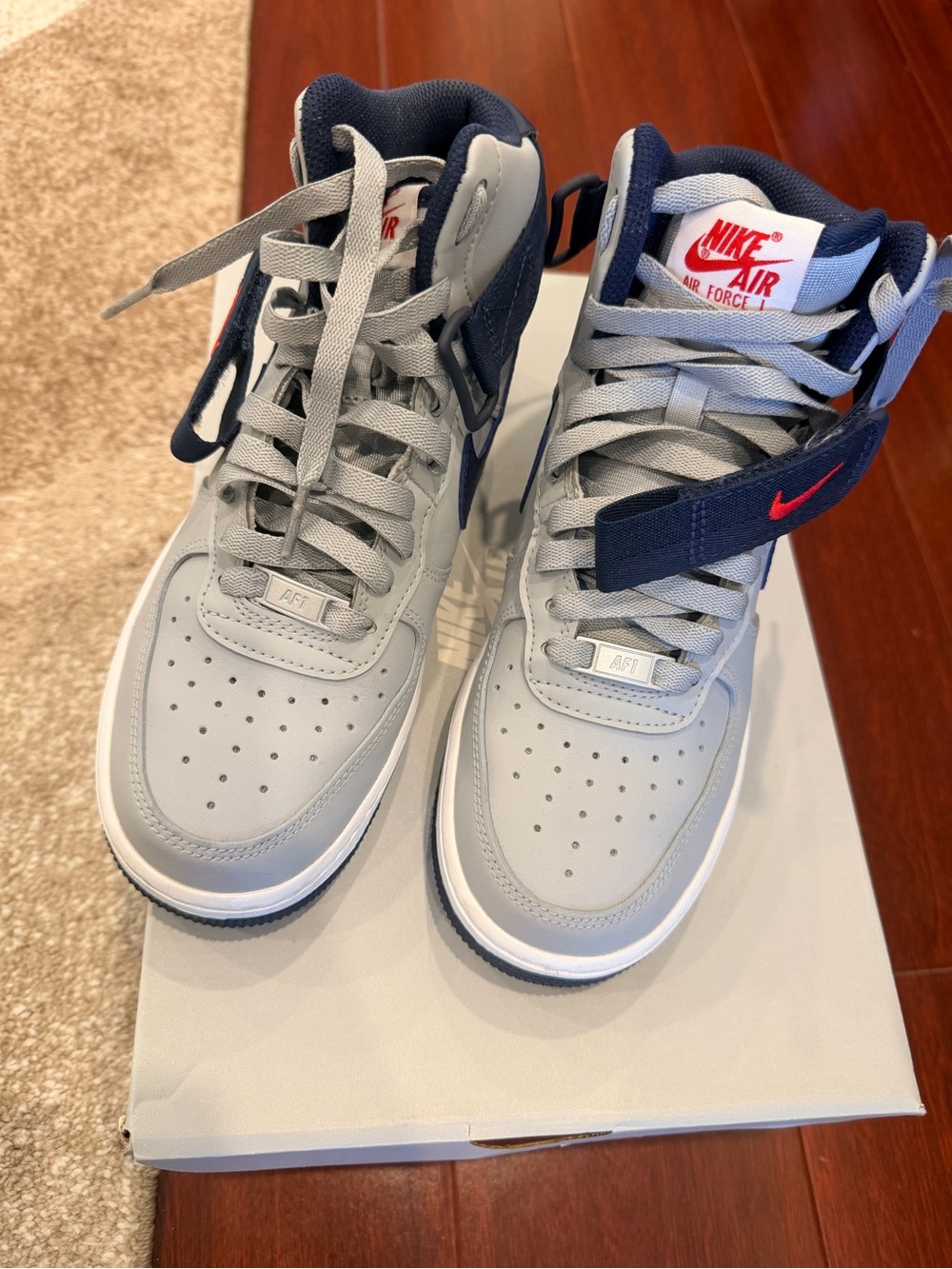 NEW. Women’s Nike Air Force 1 Mid Shoes - Gray/Navy
